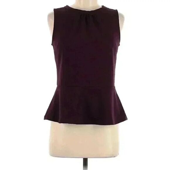 Banana Republic Women's Burgundy Poly/Spandex Sleeveless Peplum Top - Picture 1 of 9